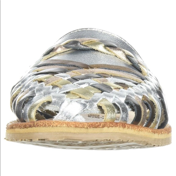 NIB Made in Mexico Leather Metallic Huarache Slide - Picture 3 of 6